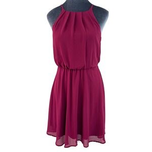 Blue Rain for Francesca's Burgundy Halter Neck Elastic Waist Fit Flare Dress XS